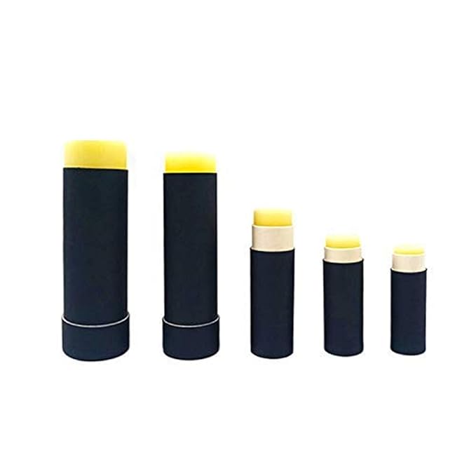 10 Pcs 1 Oz Paperboard Lip Balm Tubes Cardboard Krafts Paper Lipstick Tube Empty Lip Gloss Container Refillable Paper Round Solid Perfume Tube Chapstick Tube DIY Cosmetic Deodorant (Black)-FemmiqueWomen