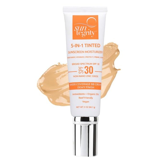Suntegrity Tinted 5 in 1 Mineral Sunscreen for Face (SPF 30-2 oz) - Golden Light | BB Cream Moisturizer with Physical UVA/UVB Broad Spectrum Protection | Safe for Sensitive Skin-FemmiqueWomen