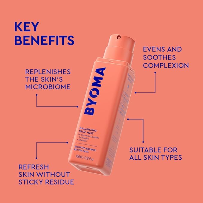 BYOMA Balancing Face Mist - pH Balanced Face Toner with Ceramides, Probiotics & Allantoin - Alcohol Free Toner Spray - Balance, Soothe & Refresh Throughout The Day - 3.38 fl. oz-FemmiqueWomen