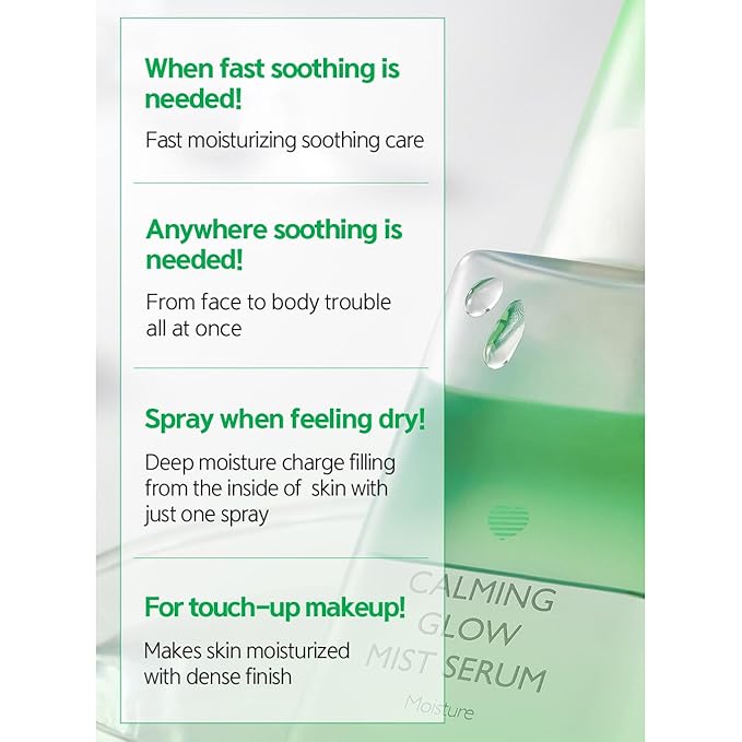 Glow Mist Serum – Hydrating & Soothing Face Mist Artemisia, Centella Asiatica, Evening Primrose, Korean Skin Care, Made in Korea, for Sensitive Skin (Calming, 3.38 oz)-FemmiqueWomen