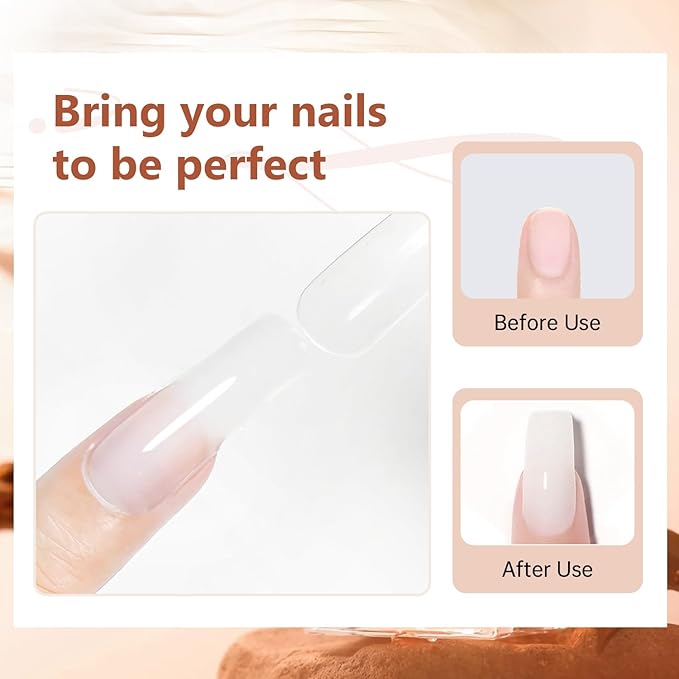 JEWHITENY Poly Extension Gel Nail Set Clear White Pink Poly Nail Gel With Slip Solution Base Coat Top Coat French Manicure for Finger Art and Home DIY Need U V Lamp Curing-FemmiqueWomen