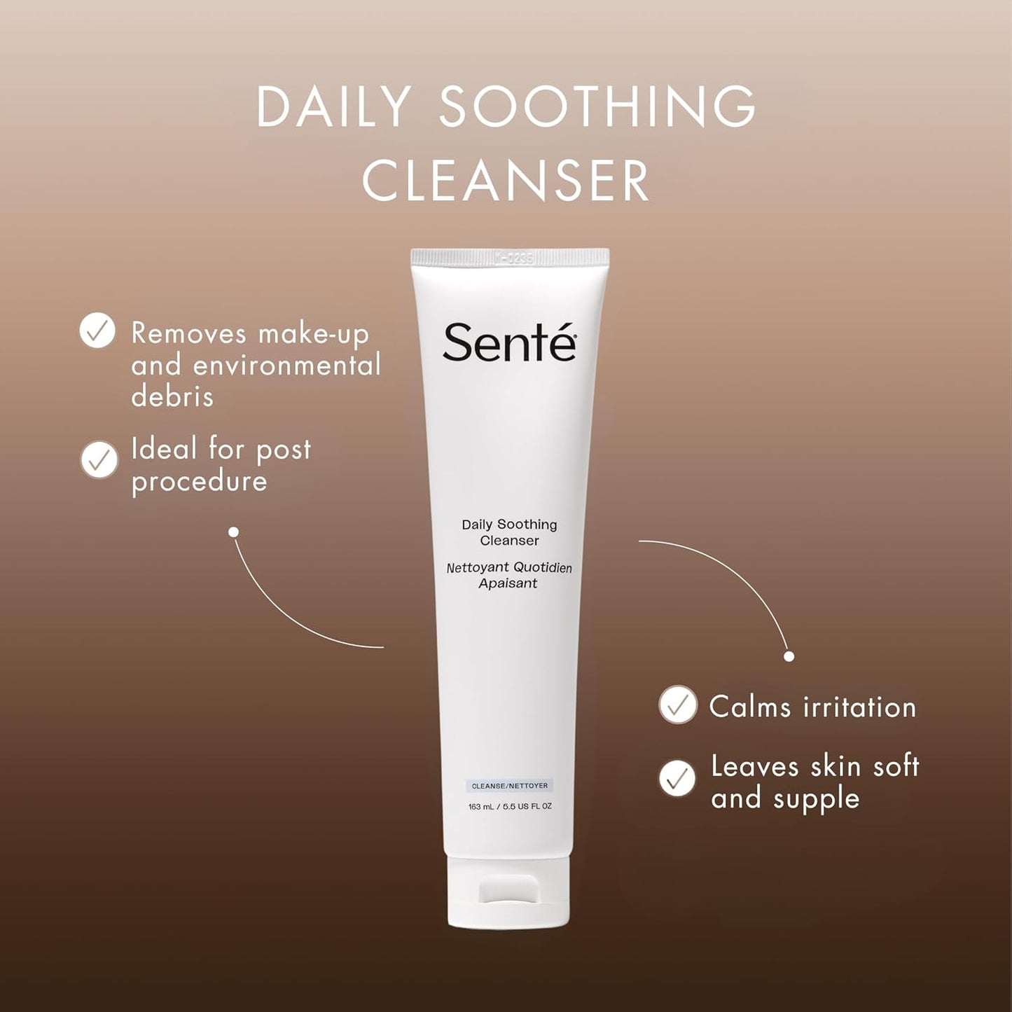 Sente Daily Soothing Facial Cleanser For Dry and Sensitive Skin - Gently Removes Oil, Impurities and Makeup - with Vitamin E - 5.5 Fl Oz-FemmiqueWomen
