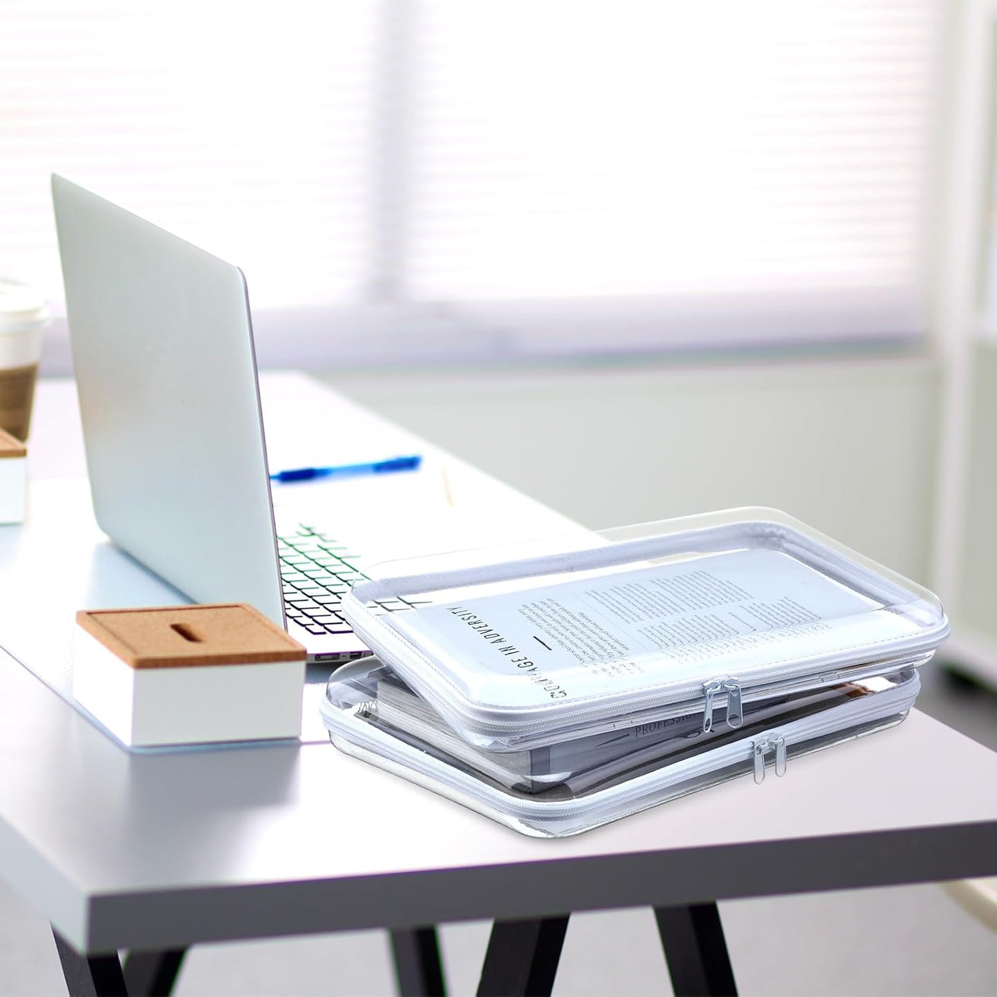 Sanwuta 6 Pcs Clear Hard Zipper Case Pencil Pouches Hard Plastic Zipper Pouches Makeup Bag Transparent Cases for Snacks Plastic Storage Organizer Box for Travel(White,12.6 x 9 x 2 Inch)-FemmiqueWomen