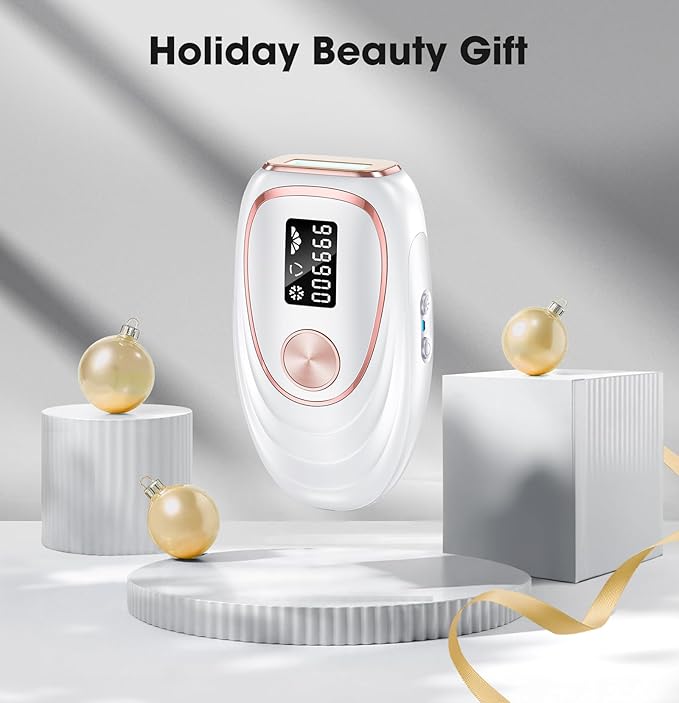 IPL Laser Hair Removal Device for Women & Men - Home 45°F Ice-Cooling Contact for Painless & Long-Lasting Results, 86% Hair Reduction in 3 Weeks for Full Body & Bikini Line, White-FemmiqueWomen