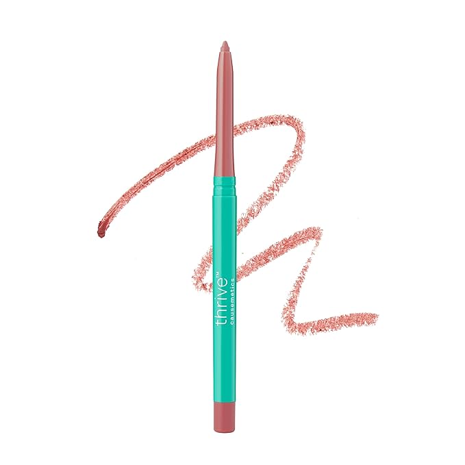 Thrive Causemetics Lip Filler Long-Wearing + Plumping Lip Liner, Shea Butter Hydrating Lip Plumper Retractable Lip Liner Pencil, Built In Sharpener, Vegan & Cruelty Free, Jo (Pink Mauve)-FemmiqueWomen