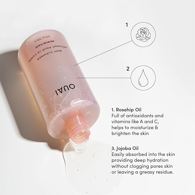 OUAI Body Cleanser, Melrose Place - Foaming Body Wash with Jojoba Oil and Rosehip Oil to Hydrate, Nurture, Balance and Soften Skin - Paraben, Phthalate and Sulfate Free Skin Care Products - 10 Oz-FemmiqueWomen