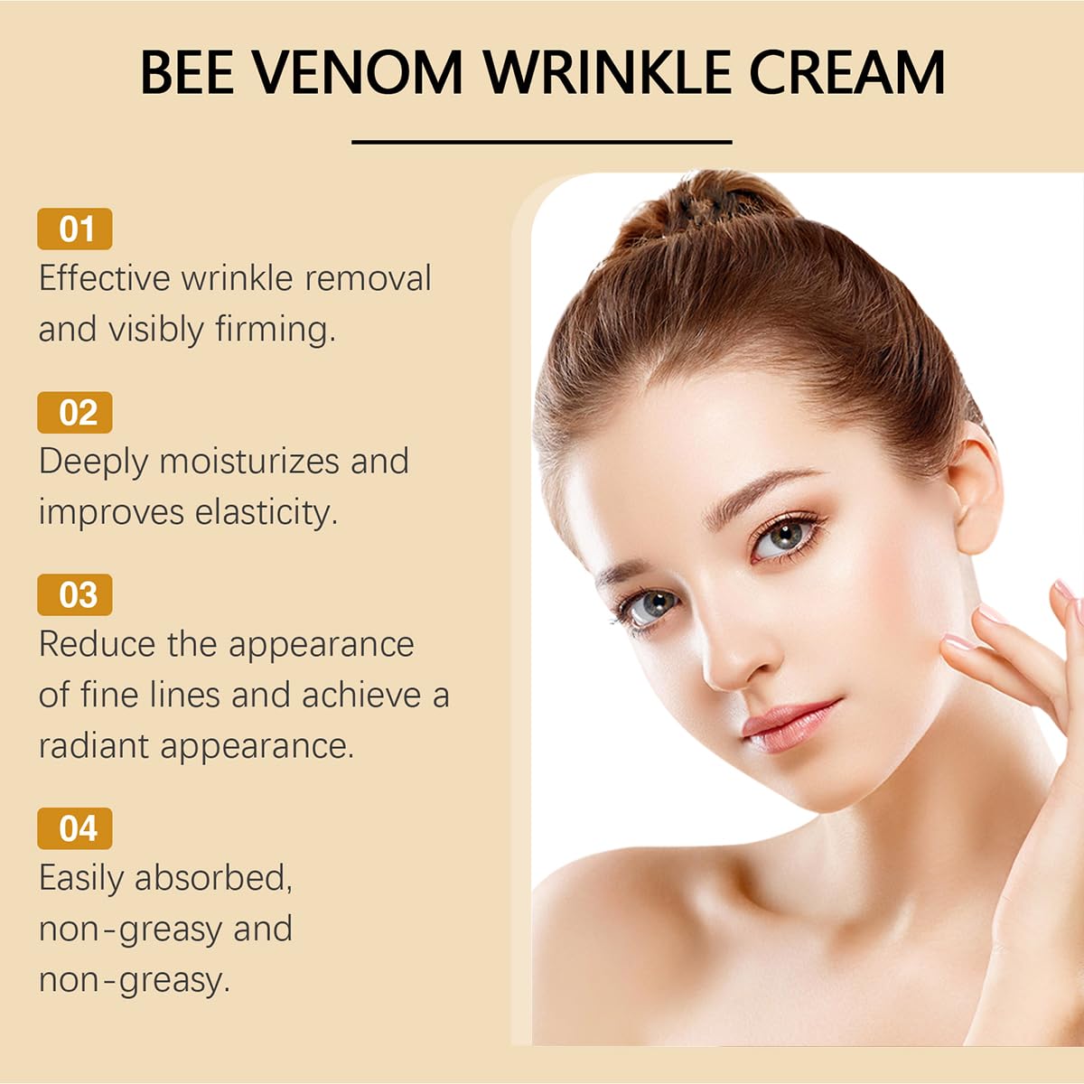 Bee Venom Moisturiser Cream Wrinkle Removal & Firming, Anti-Aging Eye&Face Bee Venom Skin Treatment Cream, Natural And Non-Irritating, Lifting & Recovery For All Skin Type (3 Packs, 60g)-FemmiqueWomen