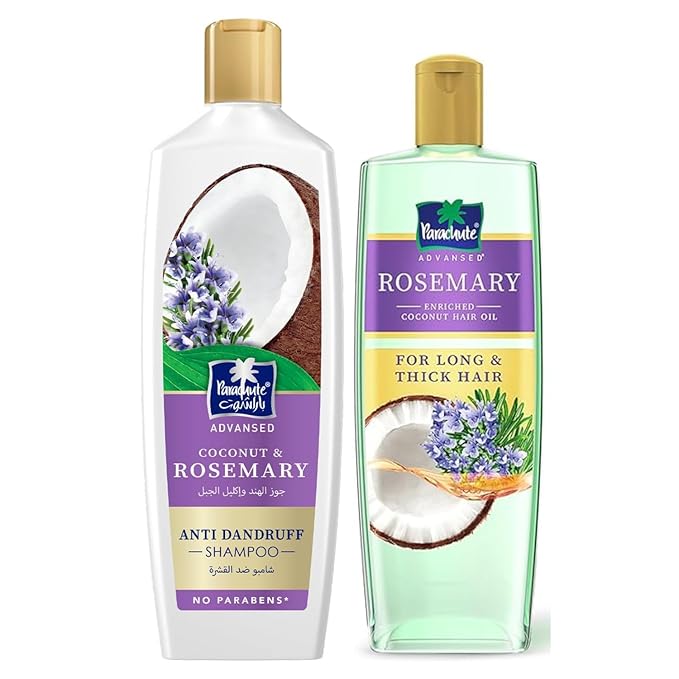 Parachute Advansed Rosemary Hair Oil & Rosemary Shampoo Combo | Purify, Strengthen & Nourish for Healthier Hair | Pack of 2 | 10.1 Fl oz + 11.4 Fl oz-FemmiqueWomen