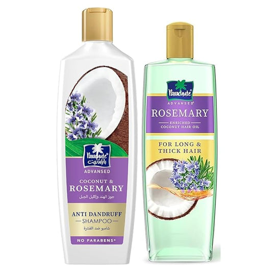Parachute Advansed Rosemary Hair Oil & Rosemary Shampoo Combo | Purify, Strengthen & Nourish for Healthier Hair | Pack of 2 | 10.1 Fl oz + 11.4 Fl oz-FemmiqueWomen