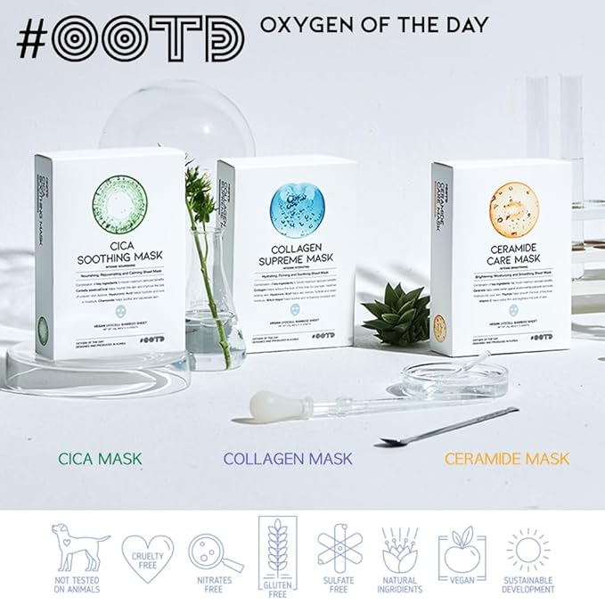 #OOTD Ceramide Brightening Sheet Mask For Face, Moisturizing, Anti Aging Ceramide, Peptide, Vitamin C, EVE Vegan 10EA-FemmiqueWomen