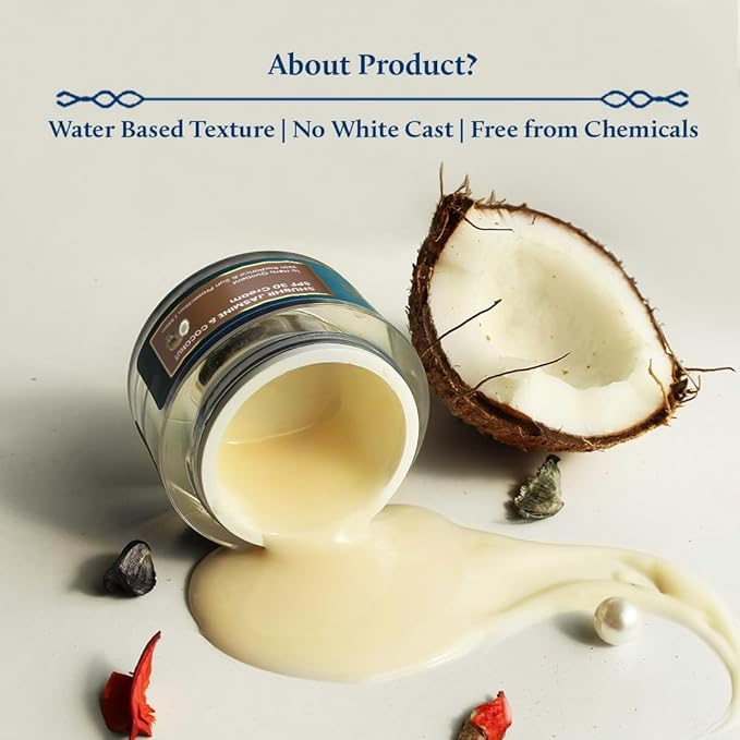 Blue Nectar Coconut Face Cream with SPF 30 Sunscreen for Men | Plant Based Oil Free Moisturizer for Face with Vitamin E |Sunscreen for Oily, Dry & Sensitive Skin (16 Herbs, 1.76 FlOz)-FemmiqueWomen