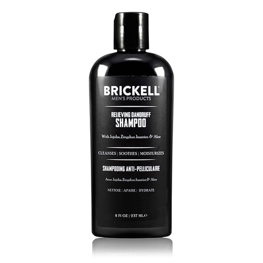 Brickell Men's Relieving Dandruff Shampoo For Men, Natural & Organic, Soothes and Eliminates Dandruff with Ziziphus Joazeiro, Aloe and Jojoba Oil (8 oz)-FemmiqueWomen