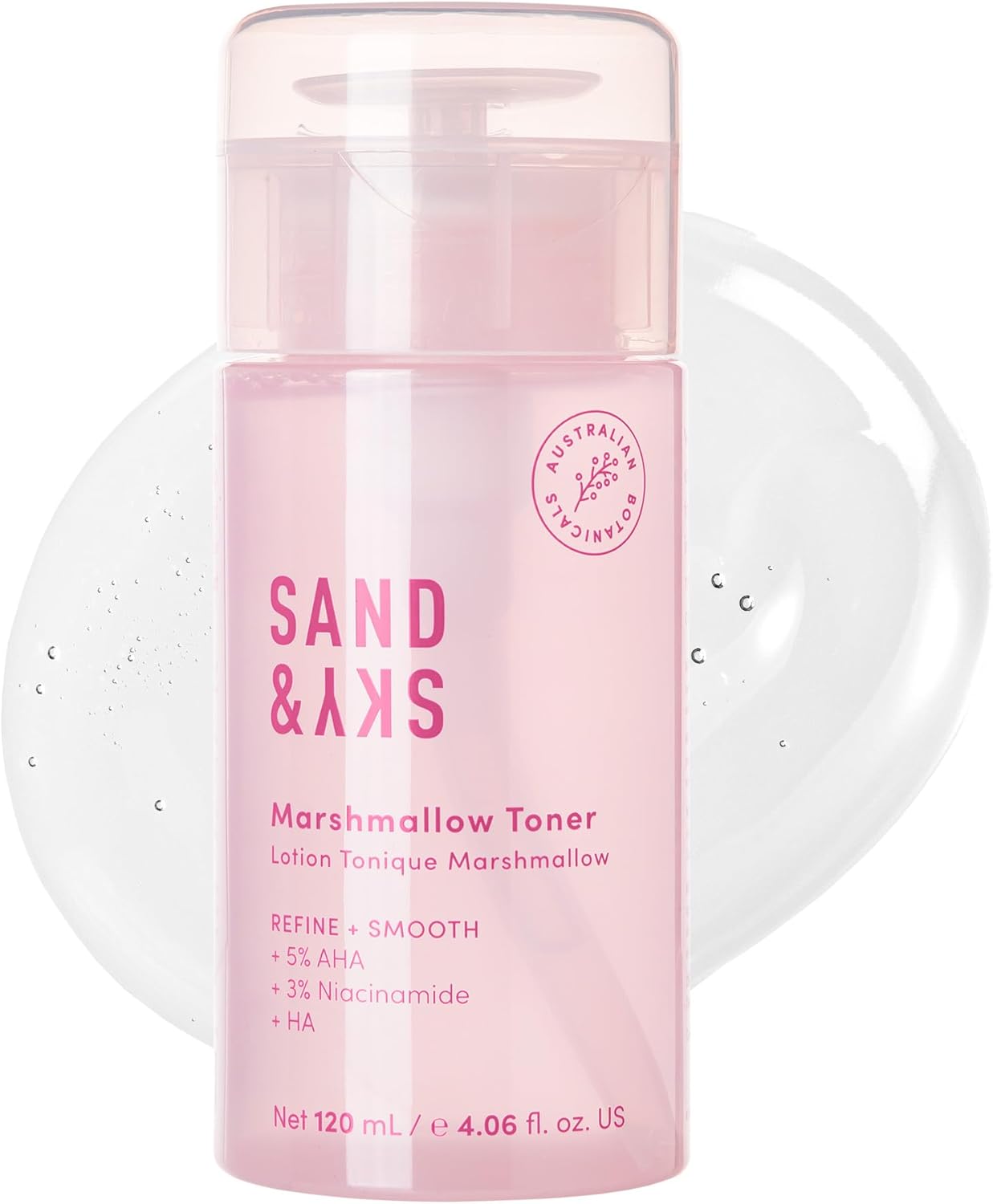 Sand & Sky Australian Essentials Brightening Toner with Niacinamide & Glycolic Acid - Marshmallow Extract Essence, Exfoliates & Strengthens Skin, 4.2 fl oz-FemmiqueWomen