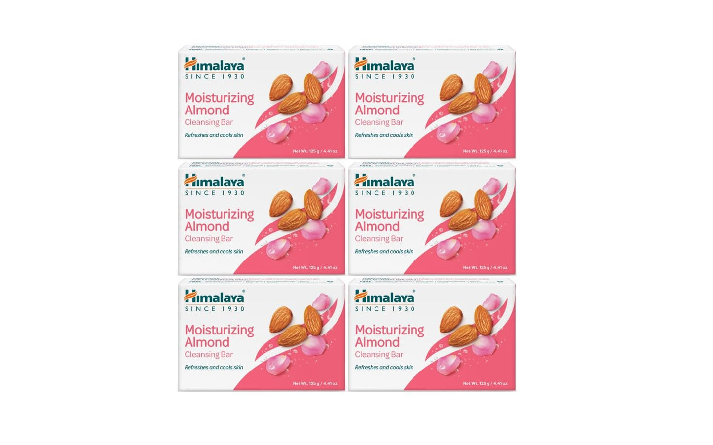 Himalaya Moisturizing Almond Cleansing bar, Body Soap for Soft and Healthy-Looking Skin 4.41 oz/125 g, 6 Pack-FemmiqueWomen