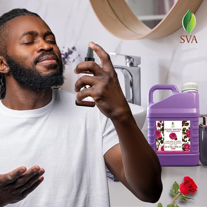 SVA Rose Water - 32 Fl oz - Refreshing Rose Water Spray for Skin Care, Skin Hydration, Bath, Soaps, Haircare & Aromatherapy-FemmiqueWomen