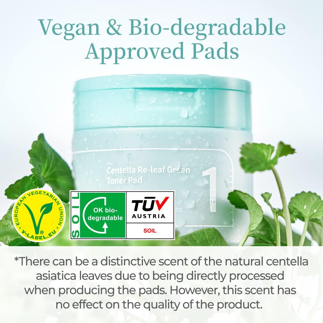 numbuzin No.1 Toner Pads | Centella Re-Leaf Green Toner Pad | Double-Sided | Centella Asiatica, Heartleaf, Licorice Root | Calming, Hydrating, Exfoliating | 70 Pads/6.42 fl. oz.-FemmiqueWomen