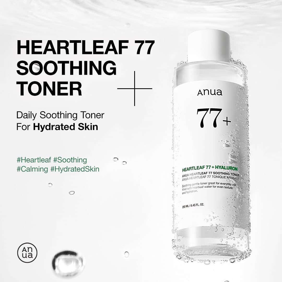 Anua Heartleaf 77 Soothing Toner I pH 5.5 Trouble Care, Calming Skin, Refreshing, Hydrating, Purifying, Cruelty Free, Vegan,(250ml / 8.45 fl.oz.)-FemmiqueWomen