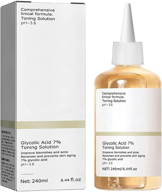 Glycolic Acid Toning Solution, Glycolic Acid 7% Toner, Glycolic Sour 7% Toning, KeepThe Skin Moist, Exfoliating Serum for Face, Facial Exfoliation Astringe Pores (240ML/8.0 Fl Oz)-FemmiqueWomen