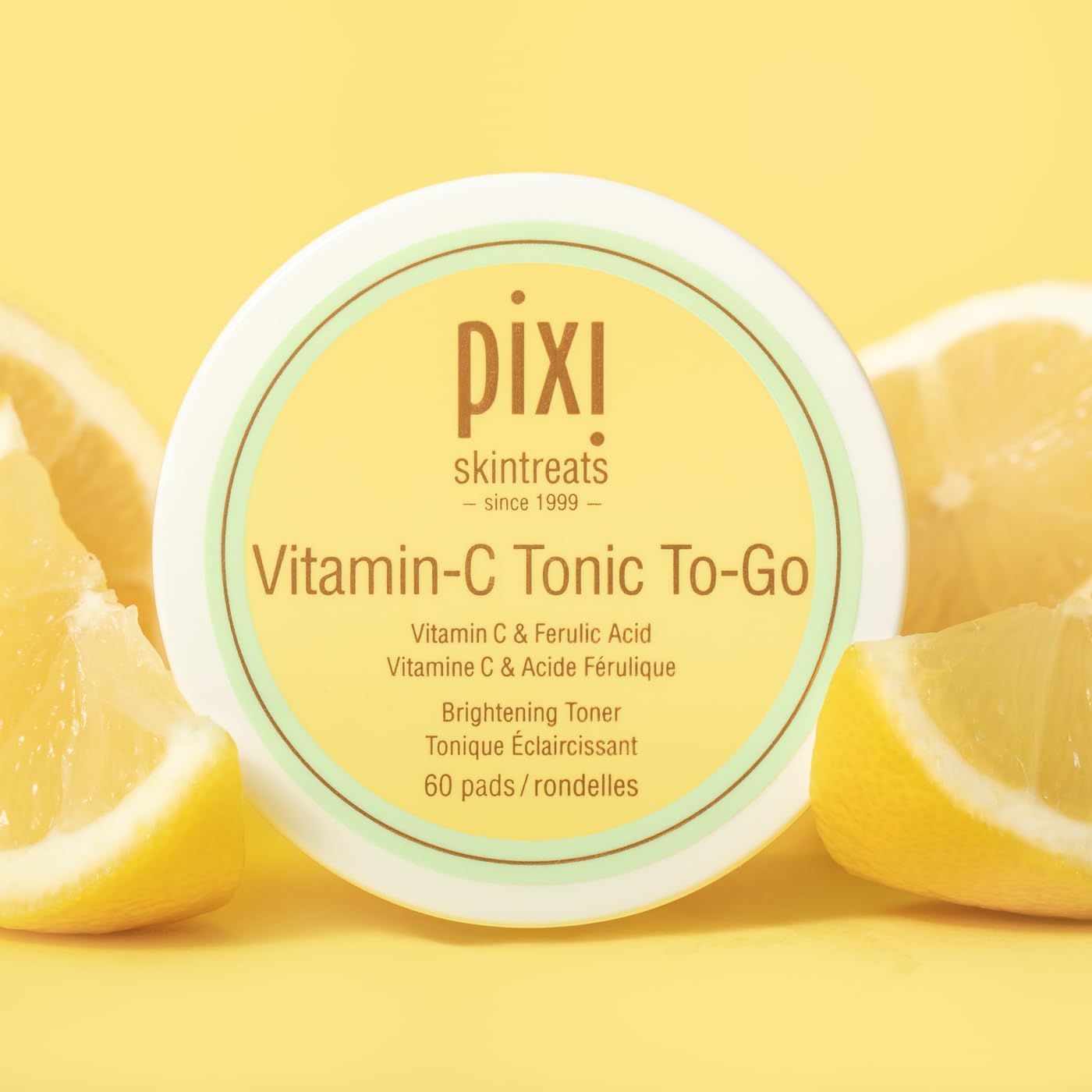 Pixi Vitamin-C Tonic to-Go, Brightening & Toning, Containing Vitamin-C & Probiotics, Boosting Skin Luminosity, Alcohol-Free Daily Balancing Toner Pads On The Go, 60 Pads-FemmiqueWomen