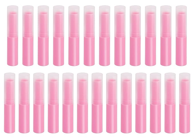 0.14oz Empty Flavored Lip Balm Container Tubes Plastic Homemade Moisturizing Lip Stick with Caps Bulk Fit for Women Adult DIY Making Supplies, 25 Count (Rose Pink)-FemmiqueWomen