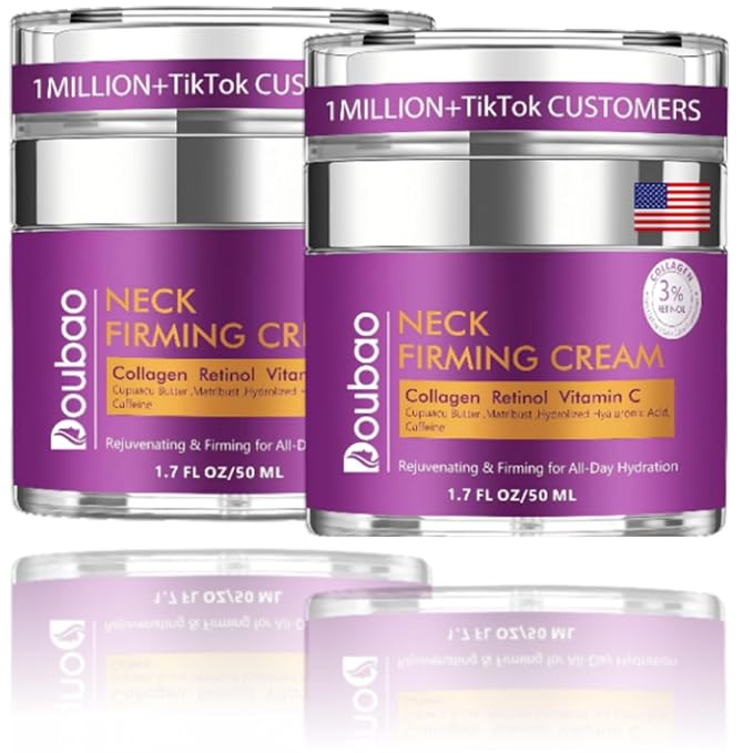 Advanced Neck Firming Cream – 3% Retinol & Hyaluronic Acid for Wrinkle Reduction, Lifting & Skin Tightening – Anti-Aging Moisturizer for Face, Neck & Décolleté – Deep Hydration, 3.4 FL(2 bottle)-FemmiqueWomen
