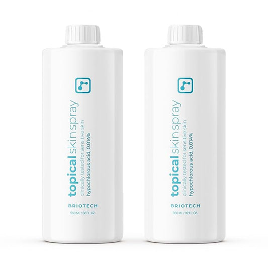 BRIOTECH Topical Skin Spray, Hypochlorous Acid for Sensitive Skin, HOCl Facial Mist, Full Body Support Against Irritation, Calm Redness, Soothe Foot & Scalp, 32 oz Refill (2 Pack)-FemmiqueWomen