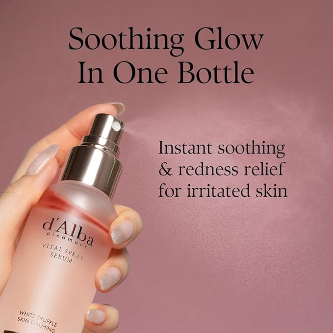 d'alba Piedmont Italian White Truffle Vital Spray Serum, Vegan Skin Care, Calming and Hydrating Facial Mist for Red and Sensitive Skin, Glow Serum, Surfactant Free, All in One, Korean Skin Care-FemmiqueWomen