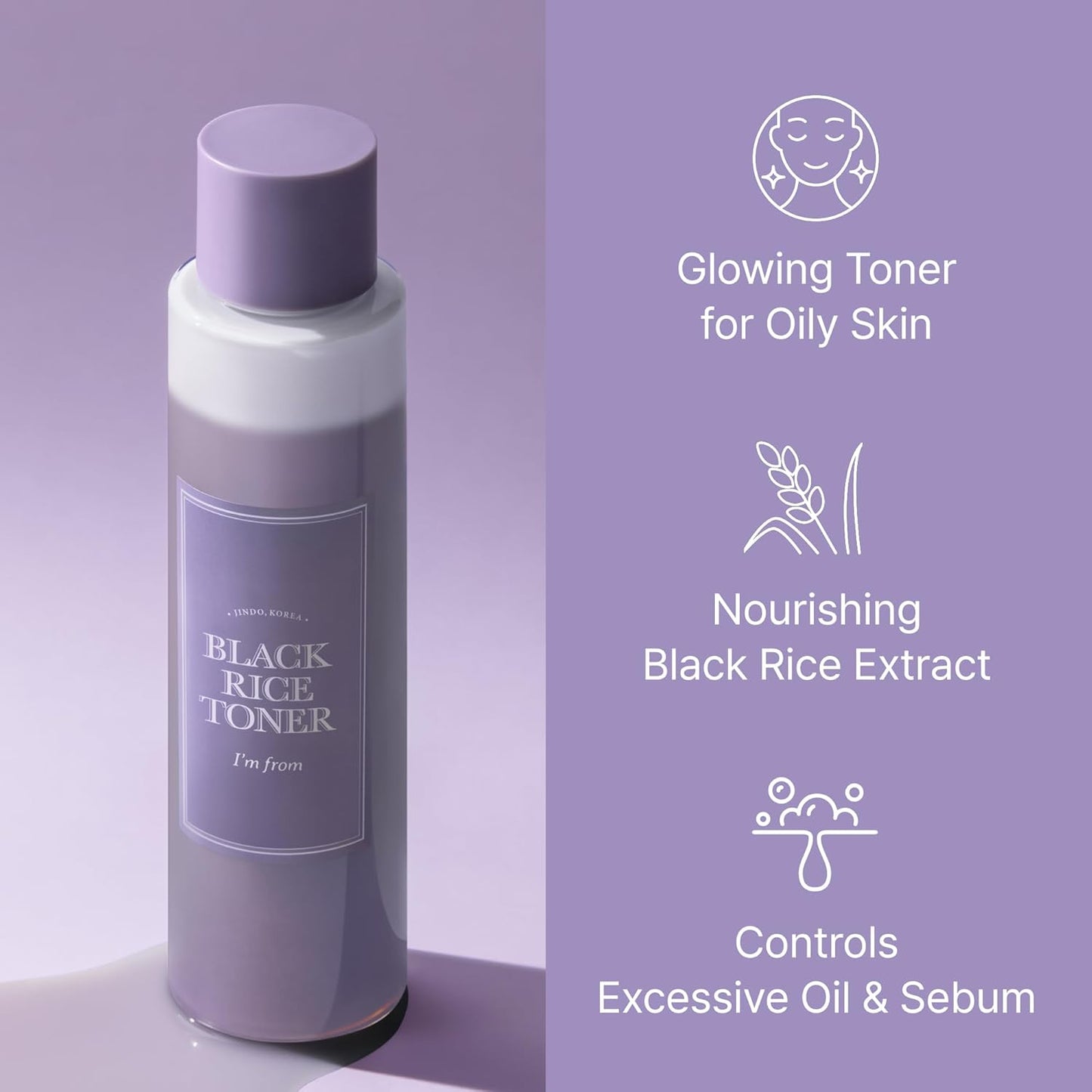 Miniature of Black Rice Toner for Oily Skin, Sebum Control Toner, Lightweight, Niacinamide, Panthenol, Fragrance Free, Korean Skin Care, 30ml, 1.01 fl.oz-FemmiqueWomen