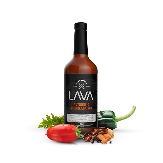 (3 Pack) LAVA All Natural Authentic Michelada Mix Craft Cocktail Mixer, Made with Real Tomatoes, Ancho Chile Peppers, Tamarind, No Junk Ingredients, Vegan, 1-Liter (33.8oz) Glass Bottle, Ready to Use-FemmiqueWomen