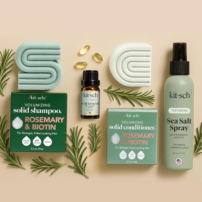 Kitsch Rosemary & Biotin Shampoo Bar - For Hair Growth, Strengthening, Thickening & Volumizing Shampoo for Women and Men - Free of Parabens, Sulfates & Silicones - Made in USA - 3.2 oz-FemmiqueWomen