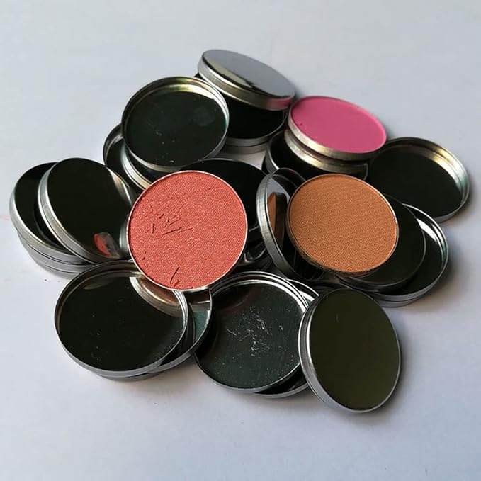 20 Pcs Metal Eyeshadow Pans Round Empty Round Eyeshadow Palette Cosmetic Eyeshadow Tin Reffilable Blush Pans Compact Makeup Tin-FemmiqueWomen