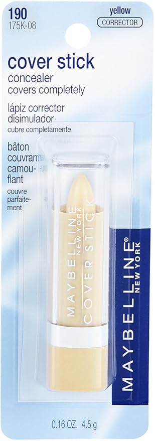 Maybelline New York Cover Stick Corrector Concealer, Yellow Corrects Dark Circles, 0.16 oz.