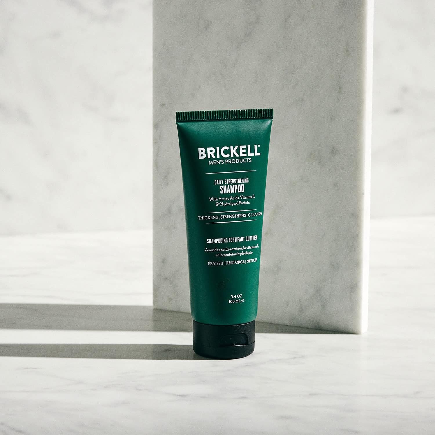 Brickell Men's Products Daily Strengthening Shampoo for Men, Natural and Organic Featuring Mint and Tea Tree Oil To Soothe Dry and Itchy Scalp, Sulfate Free and Paraben Free, 3.4 Ounce, Scented-FemmiqueWomen