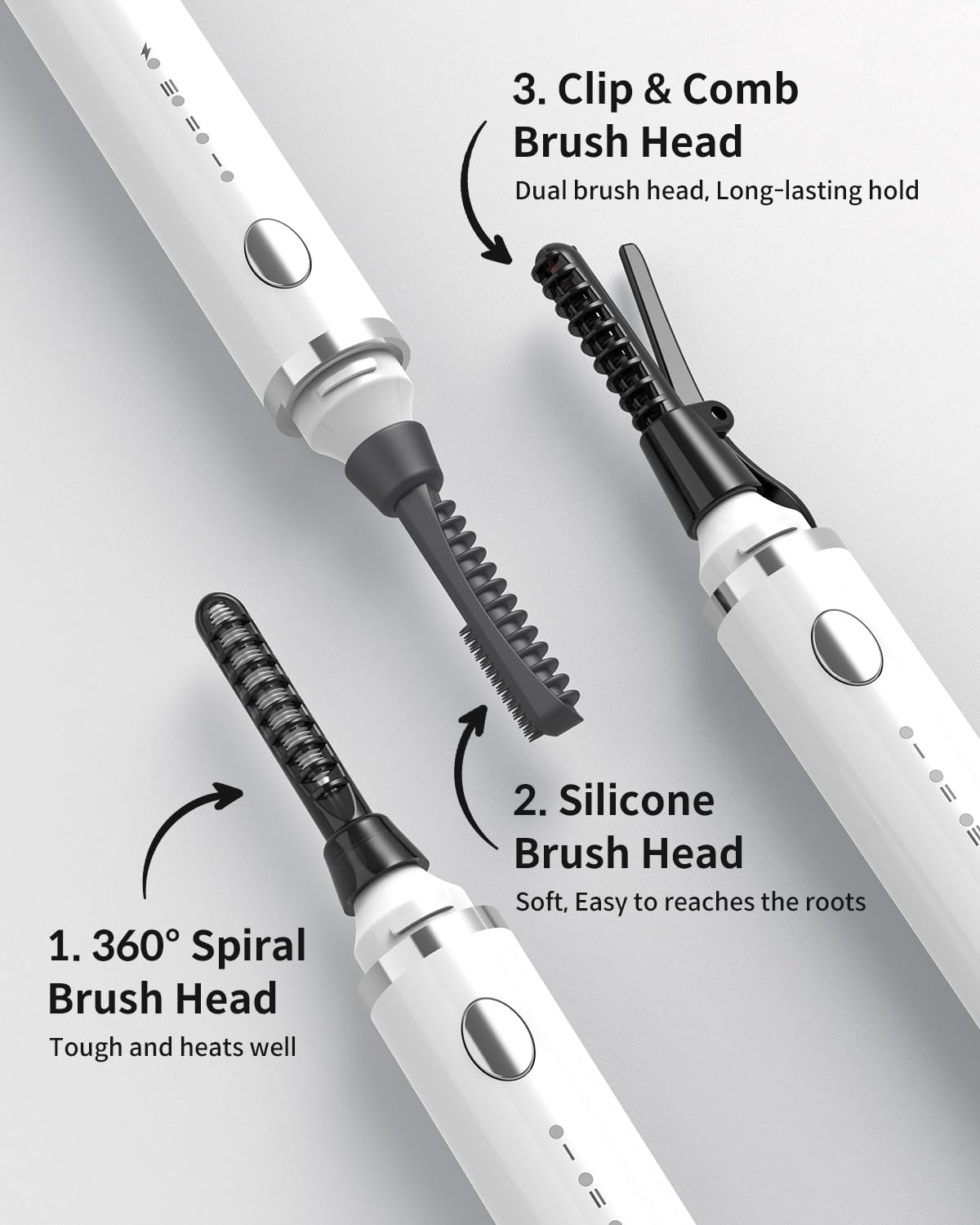 COPPA Electric Lash Curler, LP-1 Lipstick Type 3-in-1 Heated Eyelash Curler with 3 Brush Heads 3 Curling Modes and 3 Temp & 5s Quick Heat-up, Perfect for Beginners and Makeup Pros, White-FemmiqueWomen