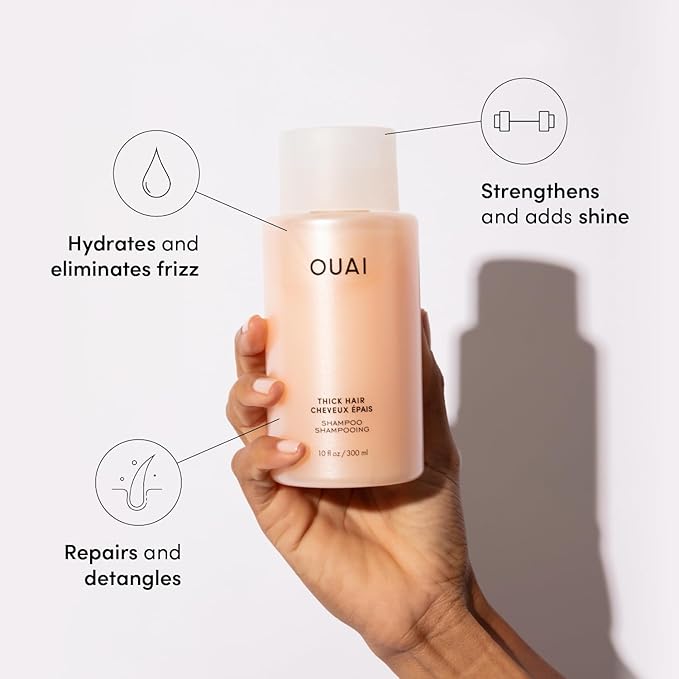 OUAI Thick Shampoo Refill - Moisturizing Shampoo with Keratin, Marshmallow Root, Shea Butter & Avocado Oil for Thick Hair - Strengthens & Hydrates - Paraben, Phthalate & Sulfate Free (32 Fl Oz)-FemmiqueWomen