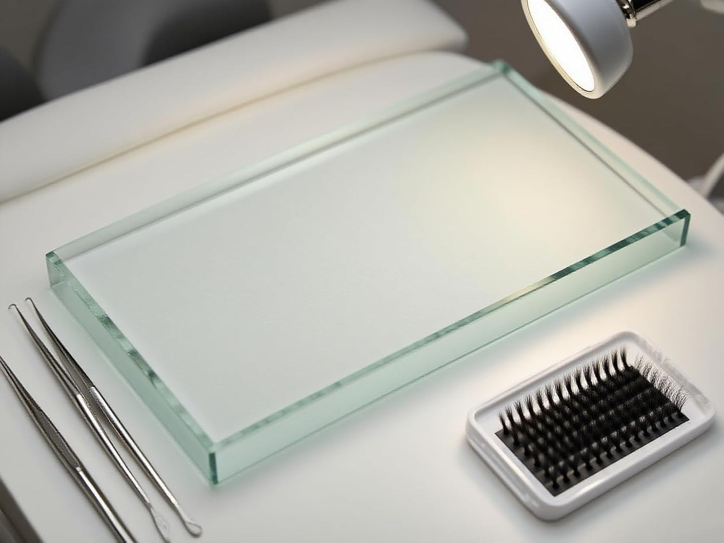 Crystal Tray Glass Eye Lash Stand Pallet Holder for Eyelash Extensions 4.5X2.5X0.4 Inch 1PC-FemmiqueWomen