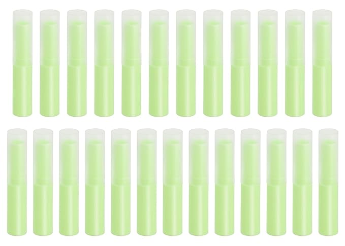 0.14oz Empty Flavored Lip Balm Container Tubes Plastic Homemade Moisturizing Lip Stick with Caps Bulk Fit for Women Adult DIY Making Supplies, 25 Count (Green)-FemmiqueWomen