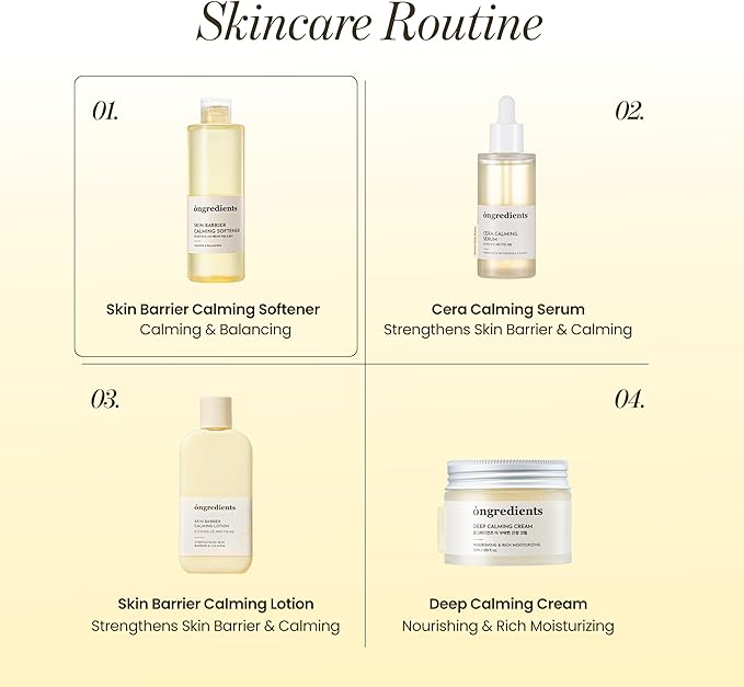 ONGREDIENTS Skin Barrier Calming Softener | Daily Soothing Toner for Dry, Sensitive Skin | Panthenol, Hyaluronic Acid, Ceramide, Hydrating, pH Balancing | Vegan, Korean Skin Care 250ml / 8.45 fl Oz-FemmiqueWomen