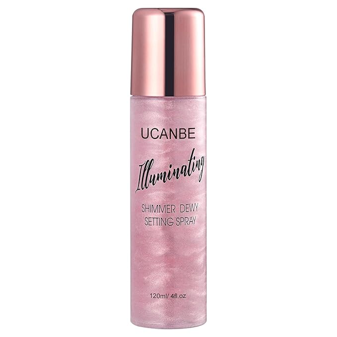 UCANBE Shimmer Dewy Setting Spray – Glowing + Makeup Setting Spray 2 in 1 Lightweight Formula for a Radiant Glow,Long-Lasting Face Mist for Face Body, 4 Fl Oz #Bubblegum-FemmiqueWomen
