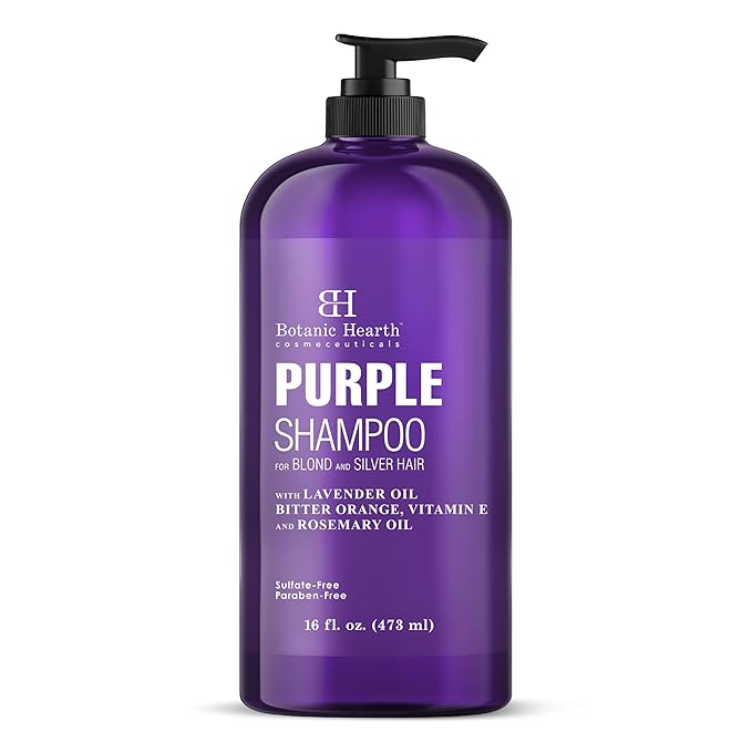 Botanic Hearth Purple Shampoo 16 Fl Oz | For All Shades Of Blonde, Silver & Gray Hair | With Lavender Oil, Vitamin E & Rosemary Oil | Sulfate & Paraben Free-FemmiqueWomen