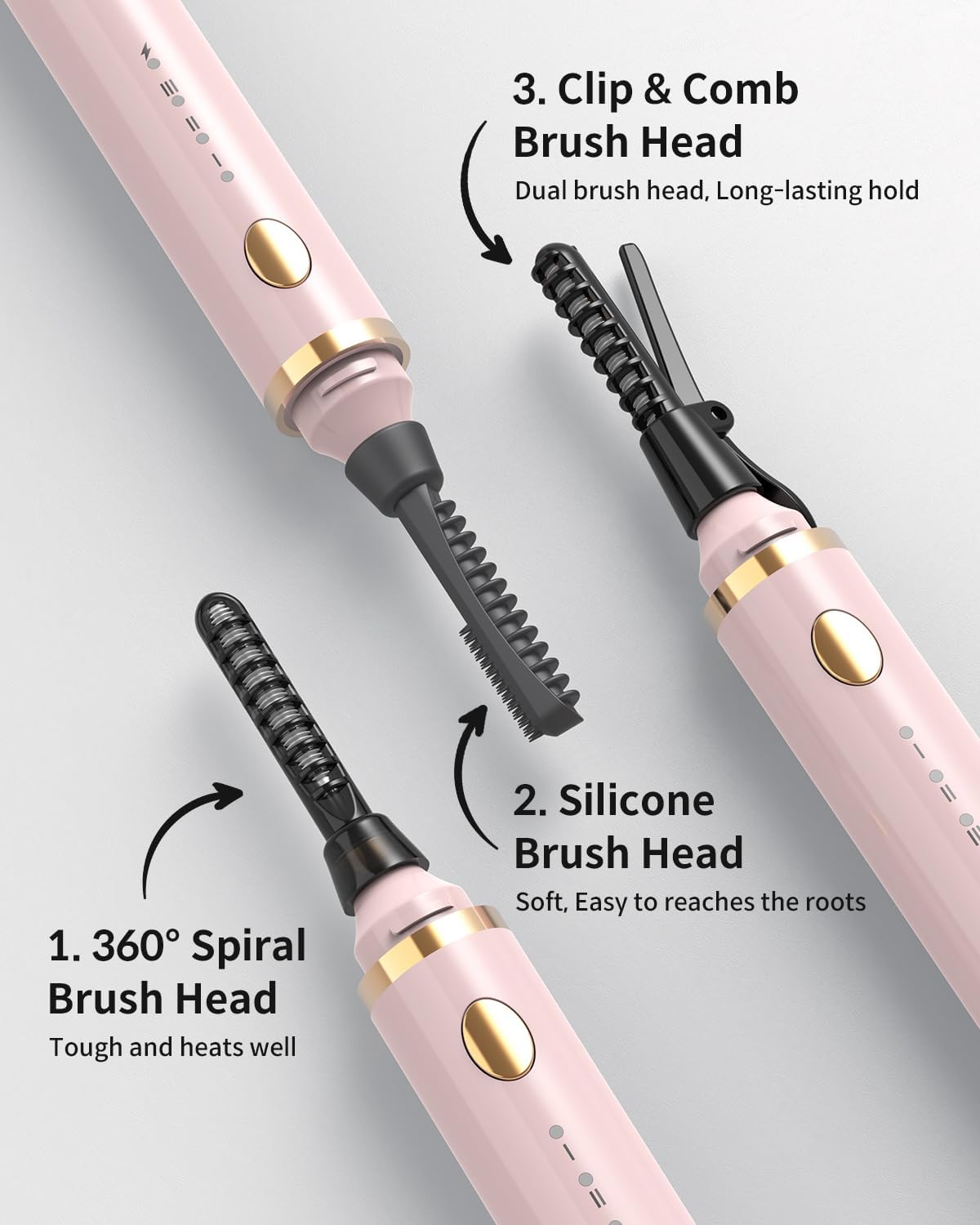 COPPA Electric Lash Curler, LP-1 Lipstick Type 3-in-1 Heated Eyelash Curler with 3 Brush Heads 3 Curling Modes and 3 Temp & 5s Quick Heat-up, Perfect for Beginners and Makeup Pros, Pink-FemmiqueWomen