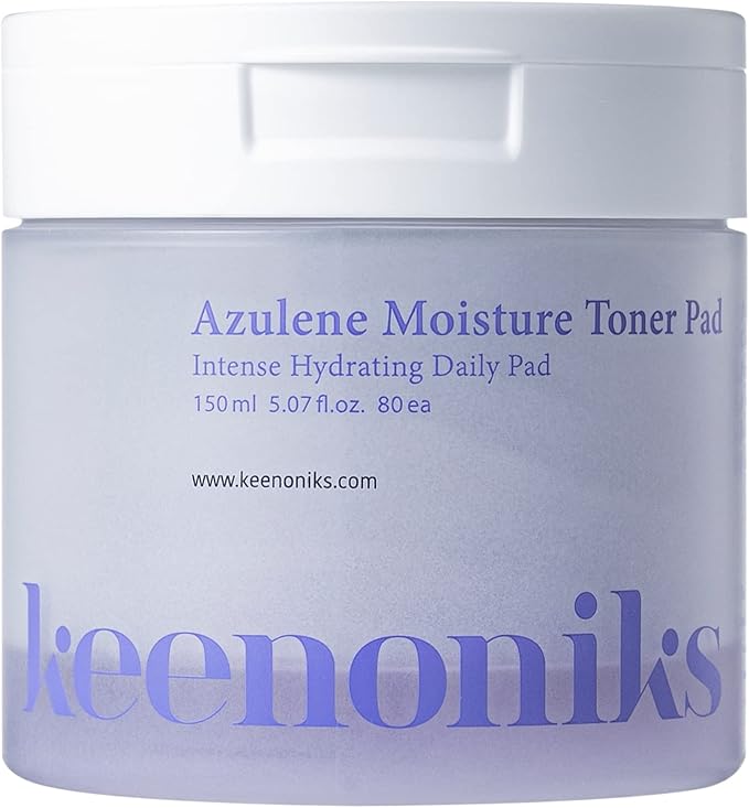 Azulene Moisture Toner Pad - Anti-flammatory & Hydrating Facial Pad with Chamomile Extract, Panthenol & AQUAXYL for Red, Sensitive SkinㅣKorean Skincareㅣ 80 Pads (5.07 Oz)-FemmiqueWomen