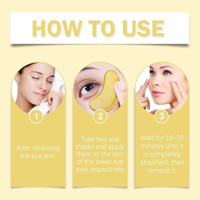 24K Gold Under Eye Patches,Black Box Collagen Anti-Aging Moisturize Under Eye Mask,Reducing Fine and Lines Dark Circleeye Patches,Gel Eye Masks Beauty & Personal Care-FemmiqueWomen