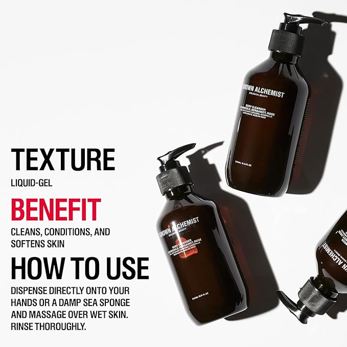 Grown Alchemist Body Cleanser REFILL: Geranium, Tangerine, Cedarwood. Gentle Body Wash that Hydrates and Cleanses Skin, (1L).-FemmiqueWomen
