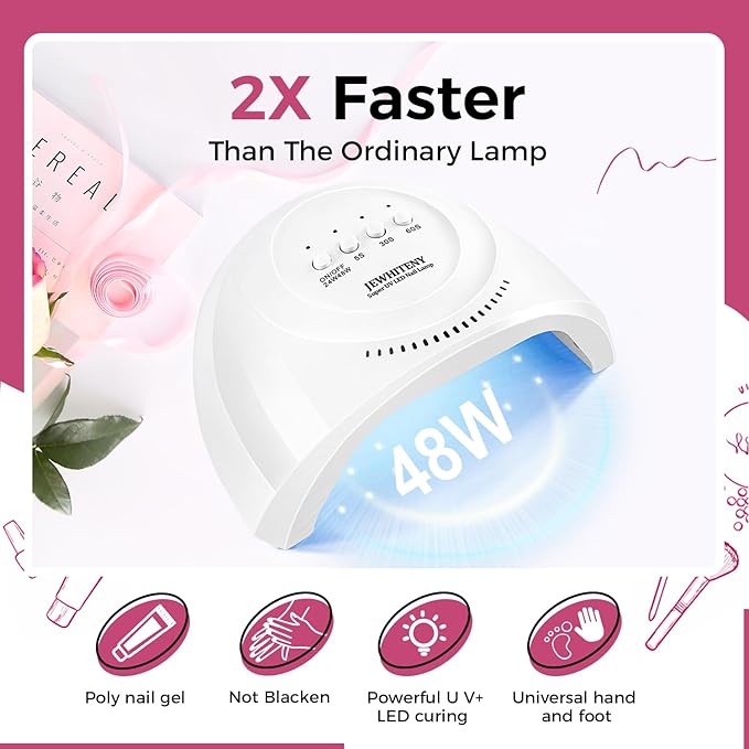 JEWHITENY 28 Colors Poly Nail Gel Kit with Base Top Coat Purple Blue Yellow Nude Pink Glitter Shades Quick-Dry for Beginners DIY Need U V Lamp Curing-FemmiqueWomen