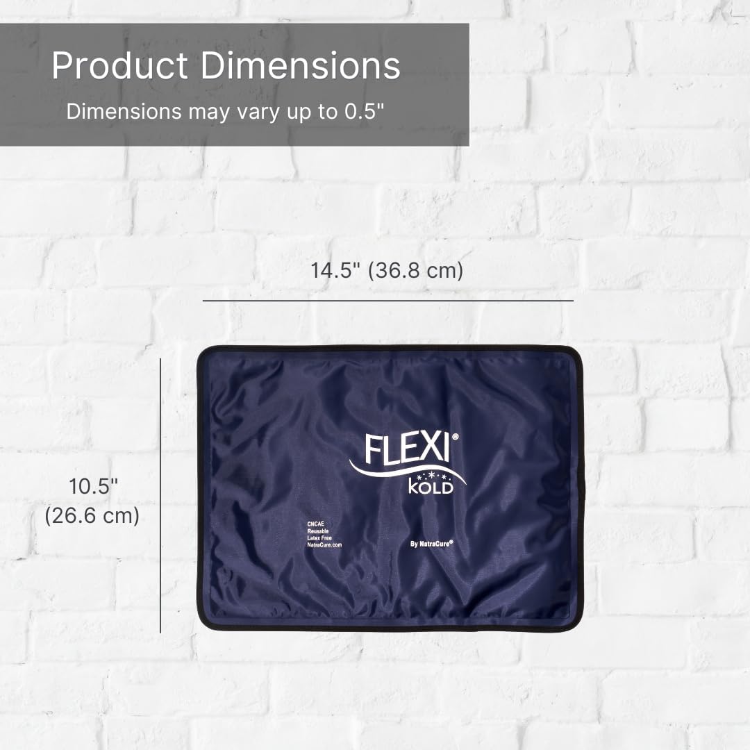 2 FlexiKold Gel Ice Packs (Standard Large: 10.5" x 14.5") - Reusable Cold Pack for Injuries, for Back Pain Relief, Migraine Relief Pad, After Surgery, Postpartum, Headache, Shoulder - 6300-COLD 2PK-FemmiqueWomen