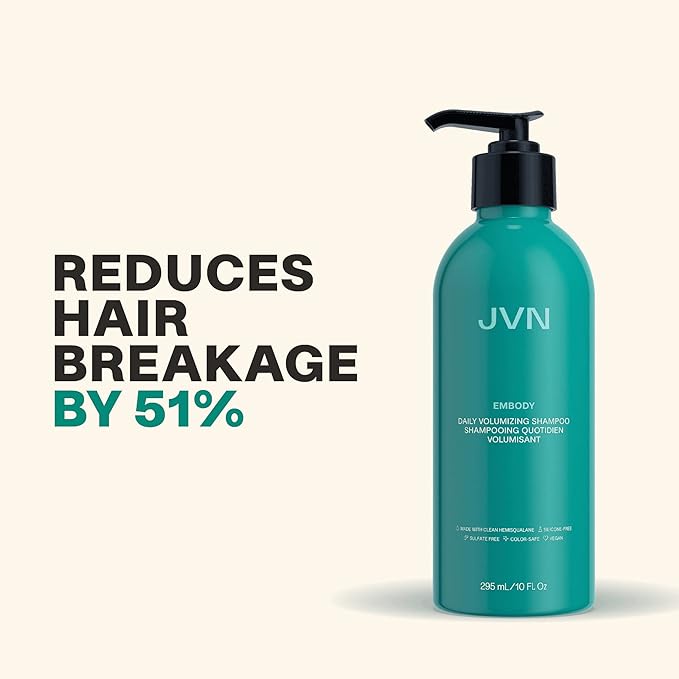 JVN Embody Volumizing Shampoo, Clean, Volume-Boosting Shampoo for All Hair Types, Clarifying, Adds Fullness and Restores Shine, Sulfate-Free, 10 Fluid Ounces-FemmiqueWomen