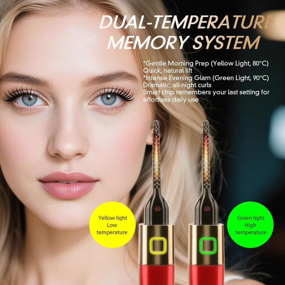 Heated Eyelash Curler, Mini Electric Eyelash Curler, Best Eye lash Curler 10-Second Salon Curls, Dual-Temperature Smart Memory, Safe & Travel-Friendly-FemmiqueWomen
