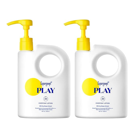 Supergoop! PLAY Everyday Lotion SPF 50 - Broad Spectrum Body & Face Sunscreen - Great for Active Days - Fast Absorbing, Water & Sweat Resistant - 18 fl oz - 2 Pack-FemmiqueWomen