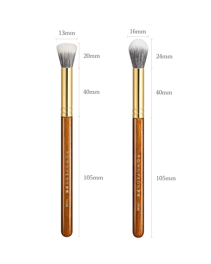 Desert Oak Series Dual Wool Blush Brush - Flat Top Goat Hair for Diffused Powder & Cream Blush, Seamless Blending, Bubinga Handle (CM 188)-FemmiqueWomen